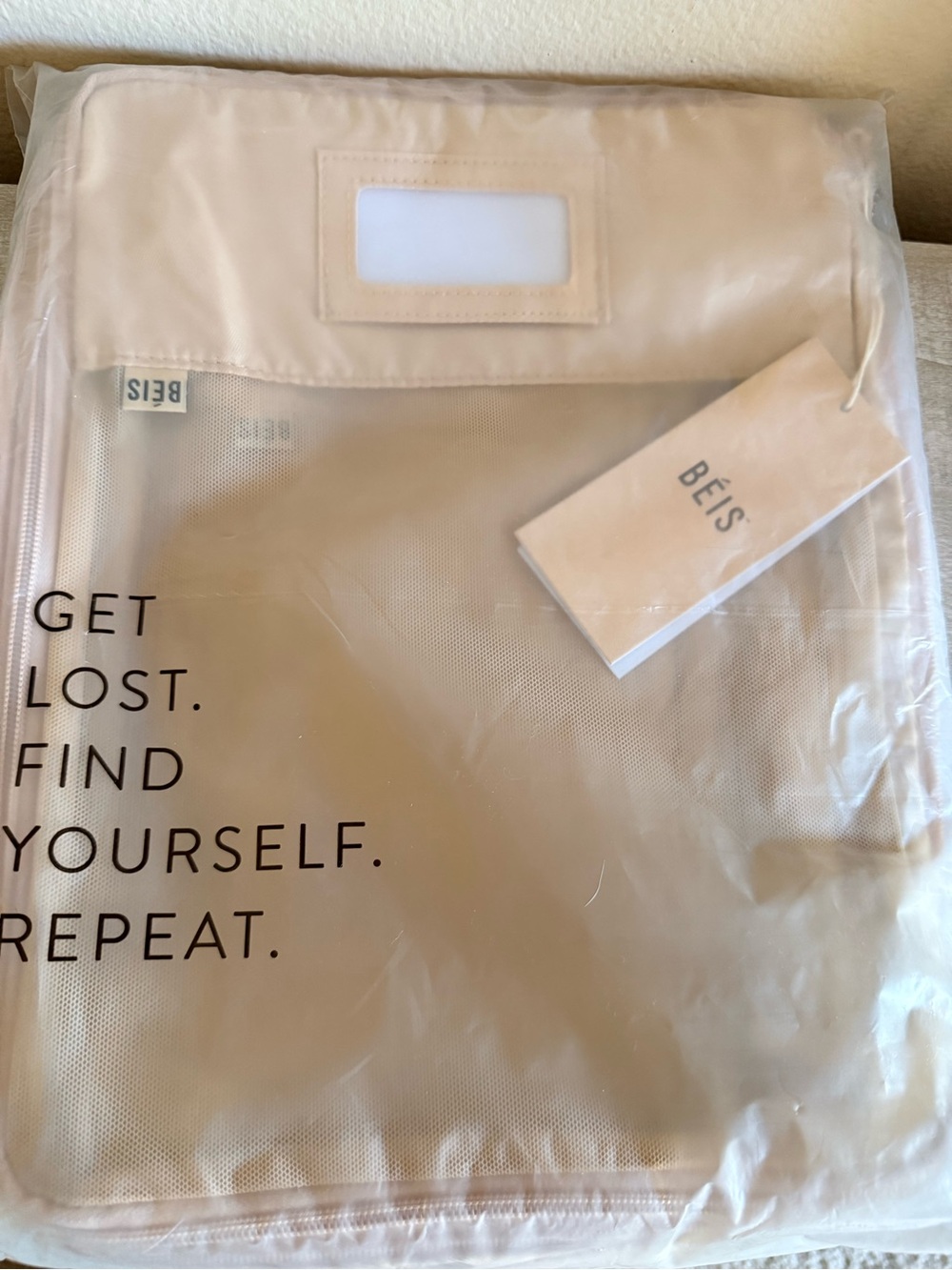 BEIS Beige Travel Packing Cube with Clear Mesh Panel